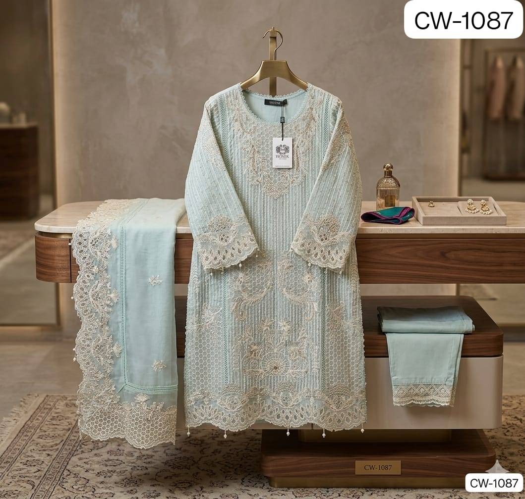 MUSHK 1087 By SHRADDHA DESIGNER 1087A To 1087C Series Designer Suits Heavy linen Pakistani stitched Dresses At Wholesale Price